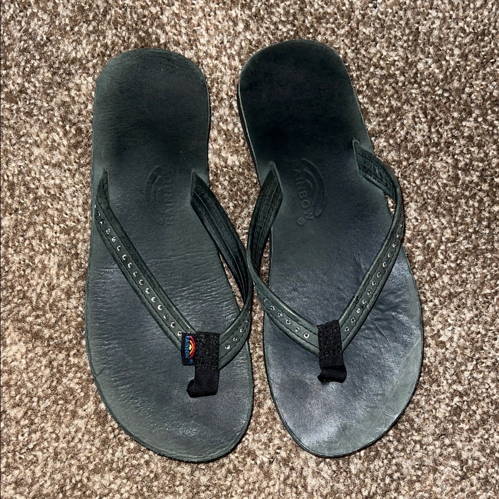 Black Rainbow Flip Flops